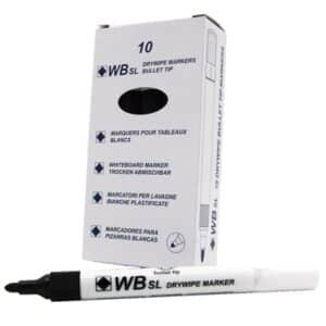 A pack of 10 Dry wipe markers in black