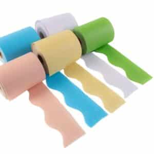 Pastel coloured border rolls with scalloped edges