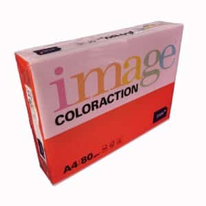 A ream of Red Paper with Image Coloraction logo