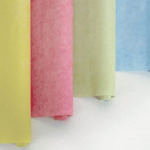 4 pastel display rolls in yellow pink green and blue
